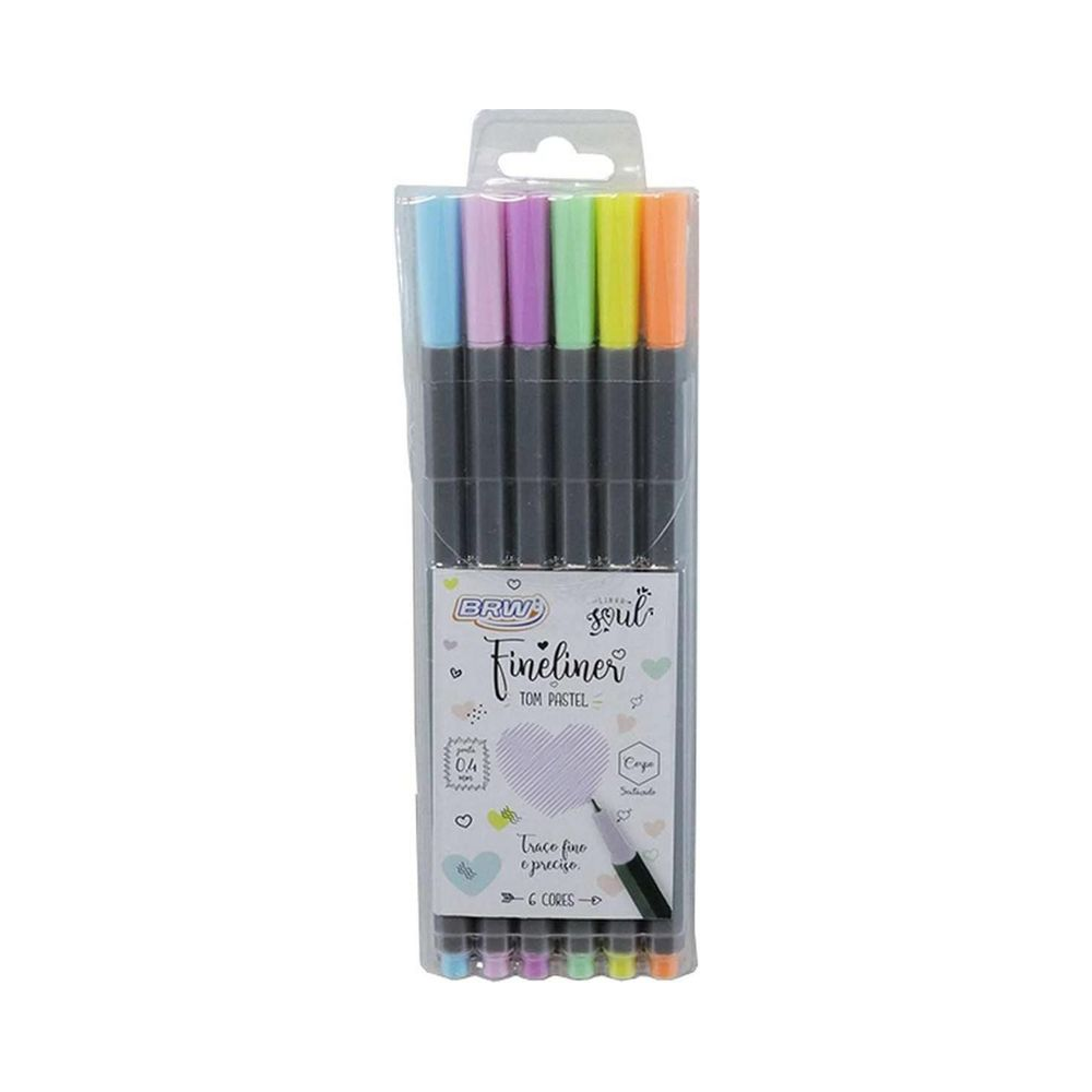 Caneta Fineliner 0.4mm BRW 6 Cores Pastel