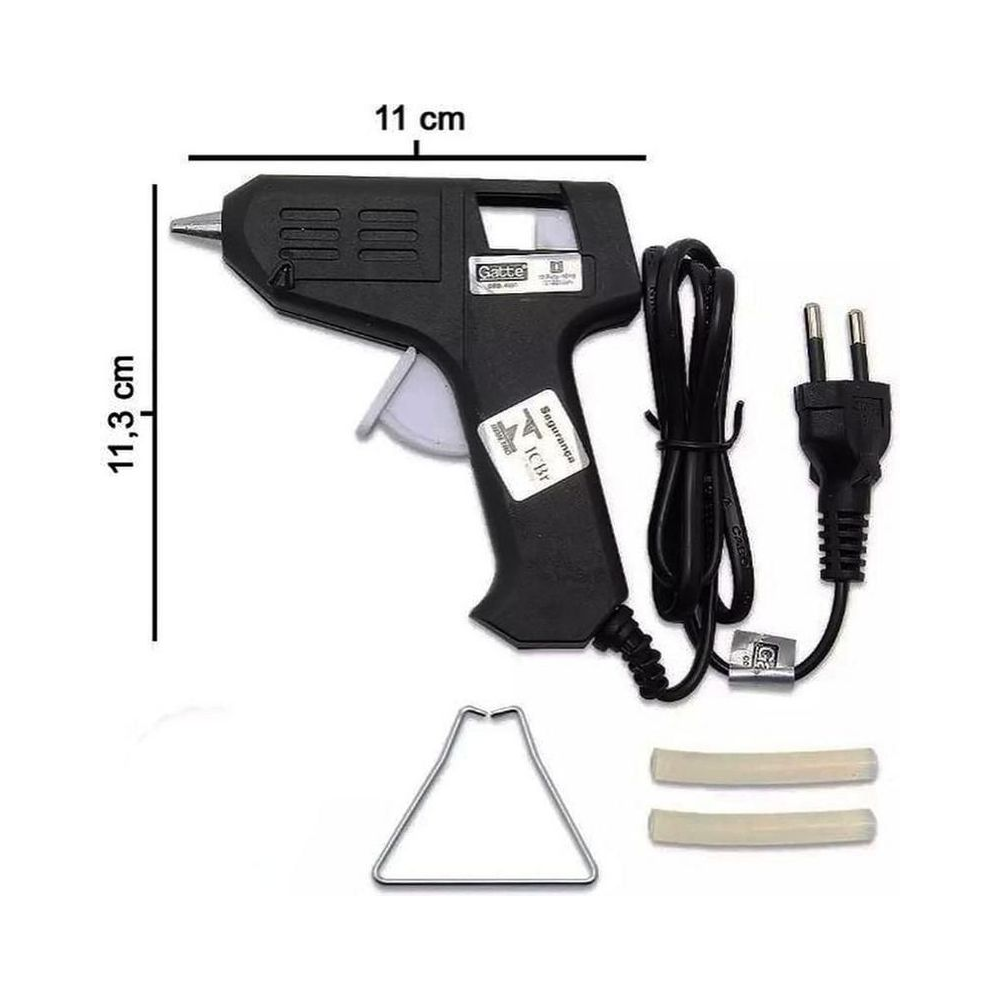 Pistola para Cola Quente Bivolt  Gatte Preta 10W 60Hz