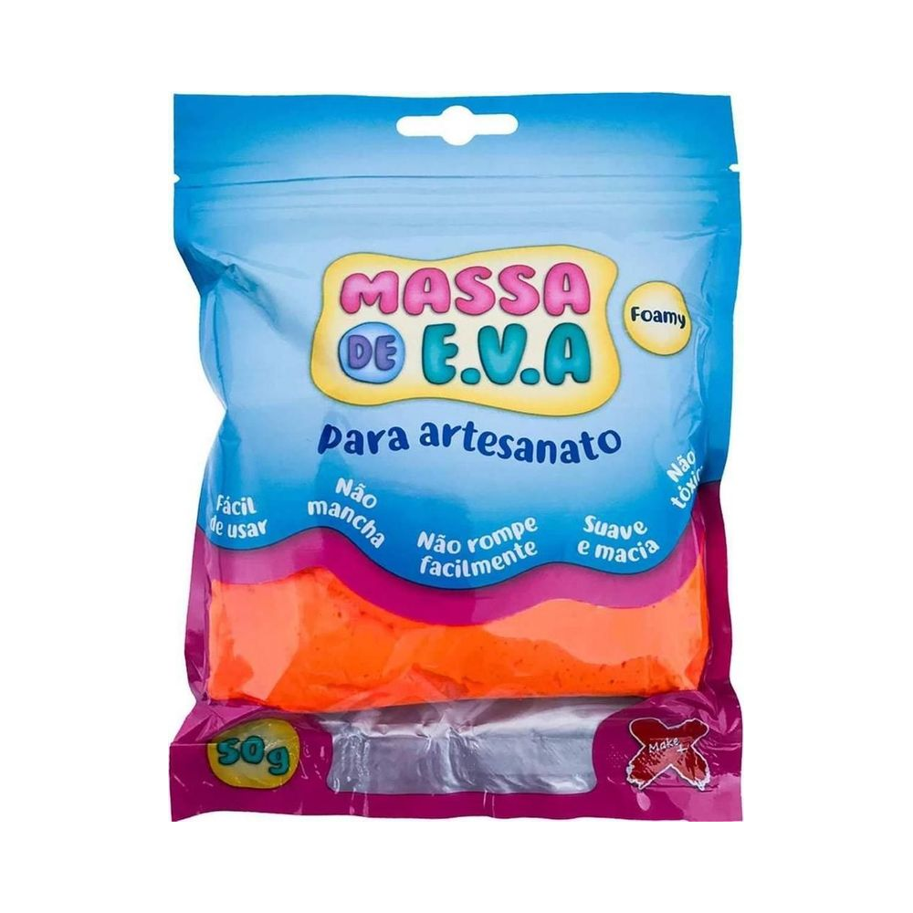 MASSA DE EVA PARA ARTESANATO 50G MAKE+ LARANJA