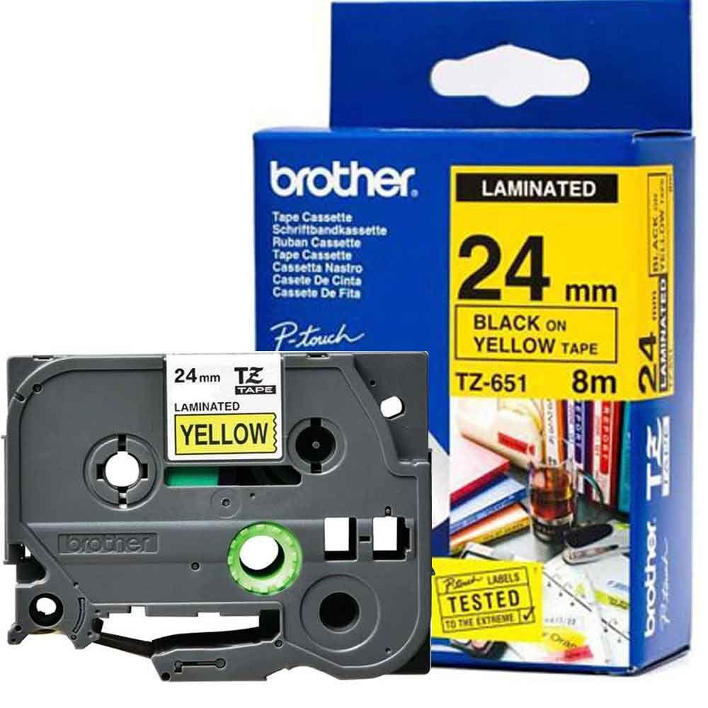 Fita para Rotulador 24mm x 8m Brother TZ-651 Amarela Unitária
