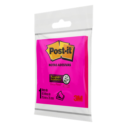 Notas Adesivas Post-It 45 folhas 76mm x 76mm Rosa