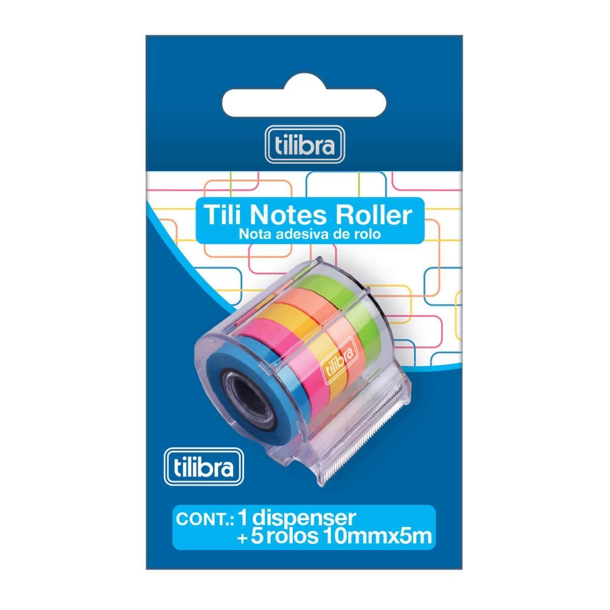 Notas Adesivas em Rolo 10mm x 5m Tilibra Tili Notes Roller 5 Cores