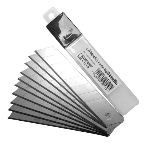 L&acirc;mina para Estilete Largo 18mm A&ccedil;o Carbono Gramp Line Embalagem com 10 Unidades