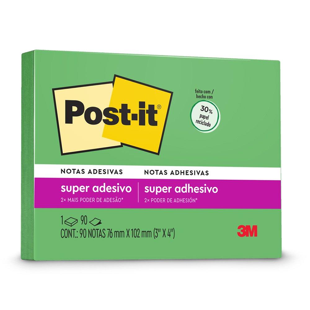 Notas Adesivas Super Adesivo Post-it 90 folhas 76mm x 102mm Verde Sorte