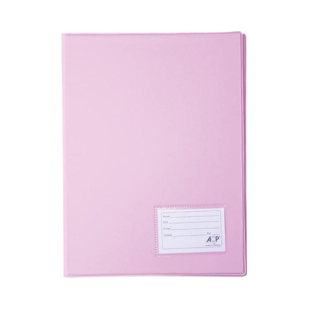 Pasta Cat&aacute;logo 20 envelopes 0.12mm 4 colchetes ACP Rosa 245mm x 335mm x 20mm