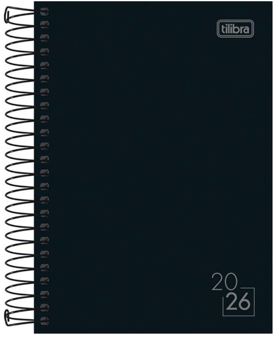 Agenda Spice 2026 Spice Preta Capa Dura Espiral Tilibra 160 folhas