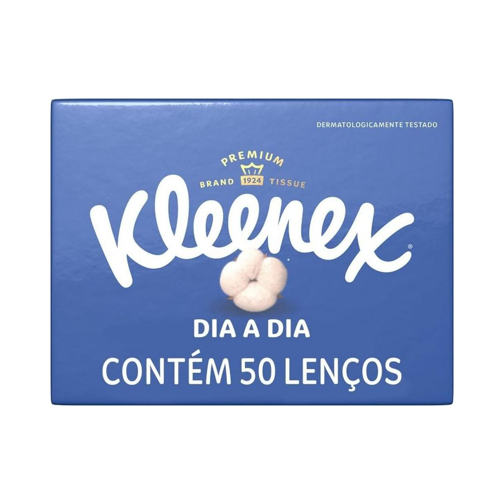 Lenço de Papel Descartável Folha Dupla 12.7cm x 21.2cm Kleenex 50 folhas