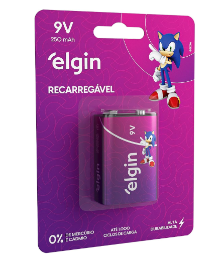 Bateria Recarregável Elgin 9V