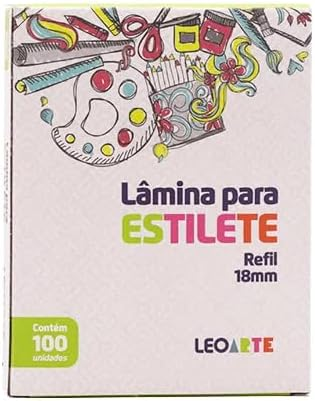 L&acirc;mina para Estilete Larga 18mm Metal Leoarte Caixa com 100 Unidades
