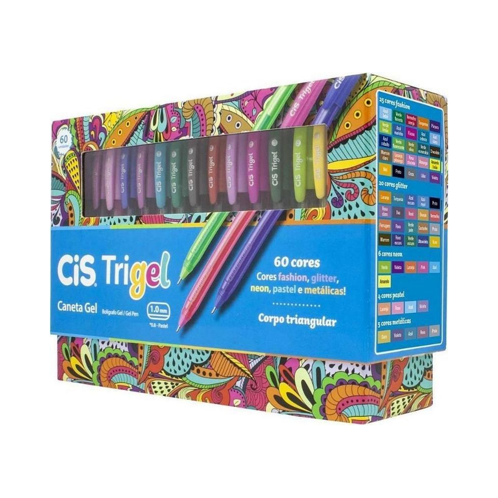 Caneta Gel Trigel 60 Cores Cis Corpo Triangular