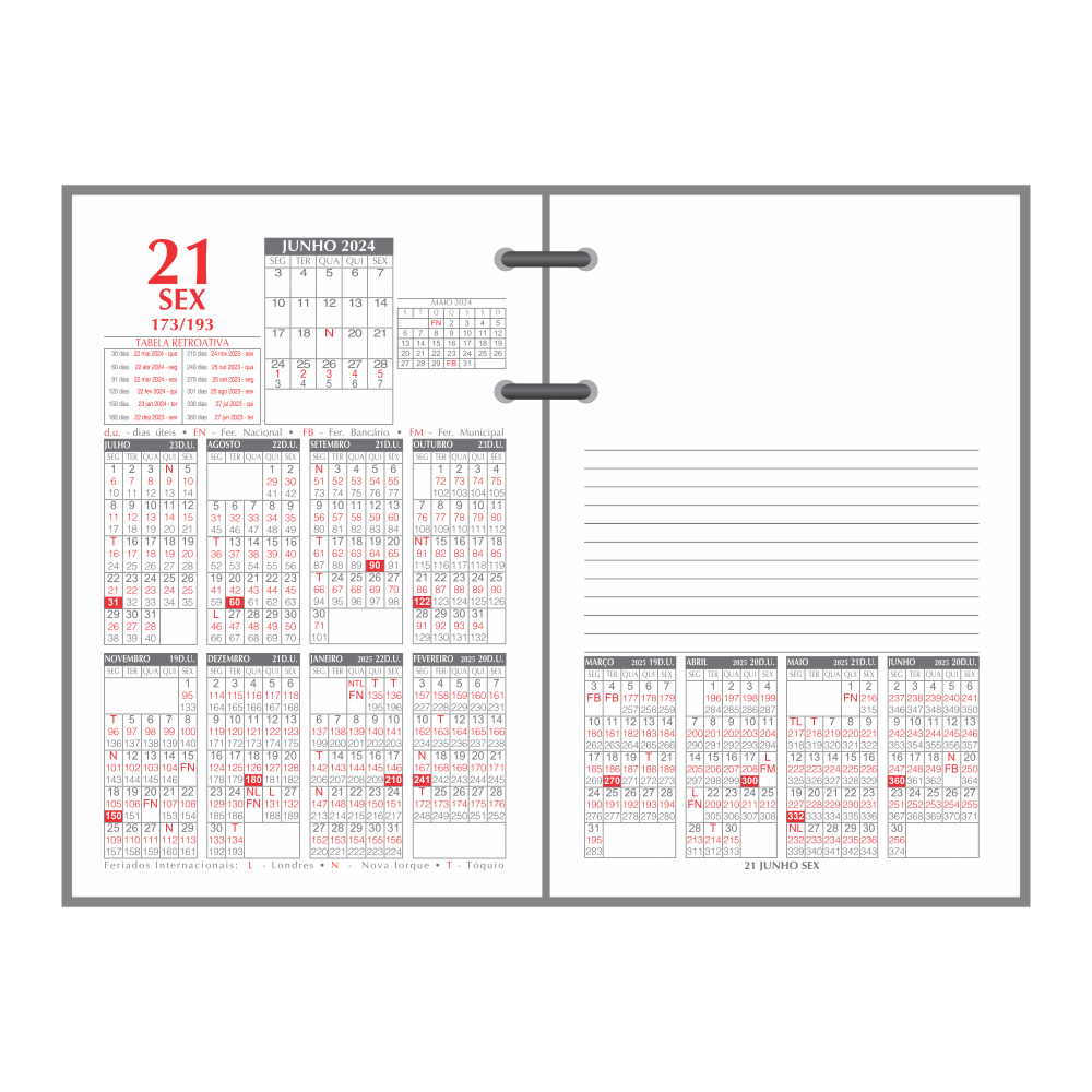 Refil Calend&aacute;rio Financeiro 2025 - Redoma